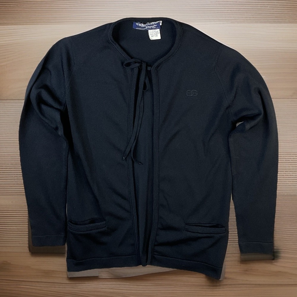 Vintage Givenchy Sport Cardigan 70s Sweater Qiana Nylon‎ Retro Women Sz 34